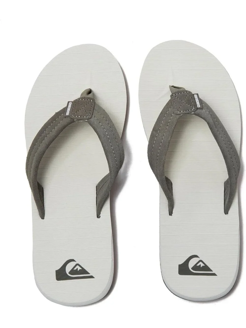 Men's Grey White Suede Flip Flops Arch Support Athletic Sandals Thong Casual
